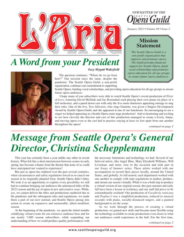 Message from Seattle Opera's General Director, Christina