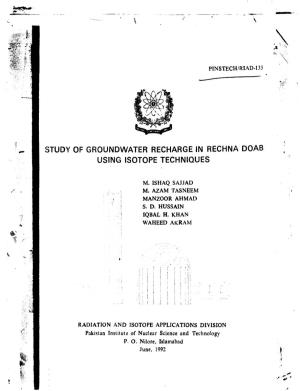 Study of Groundwater Recharge in Rechna Doab Using Isotope Techniques
