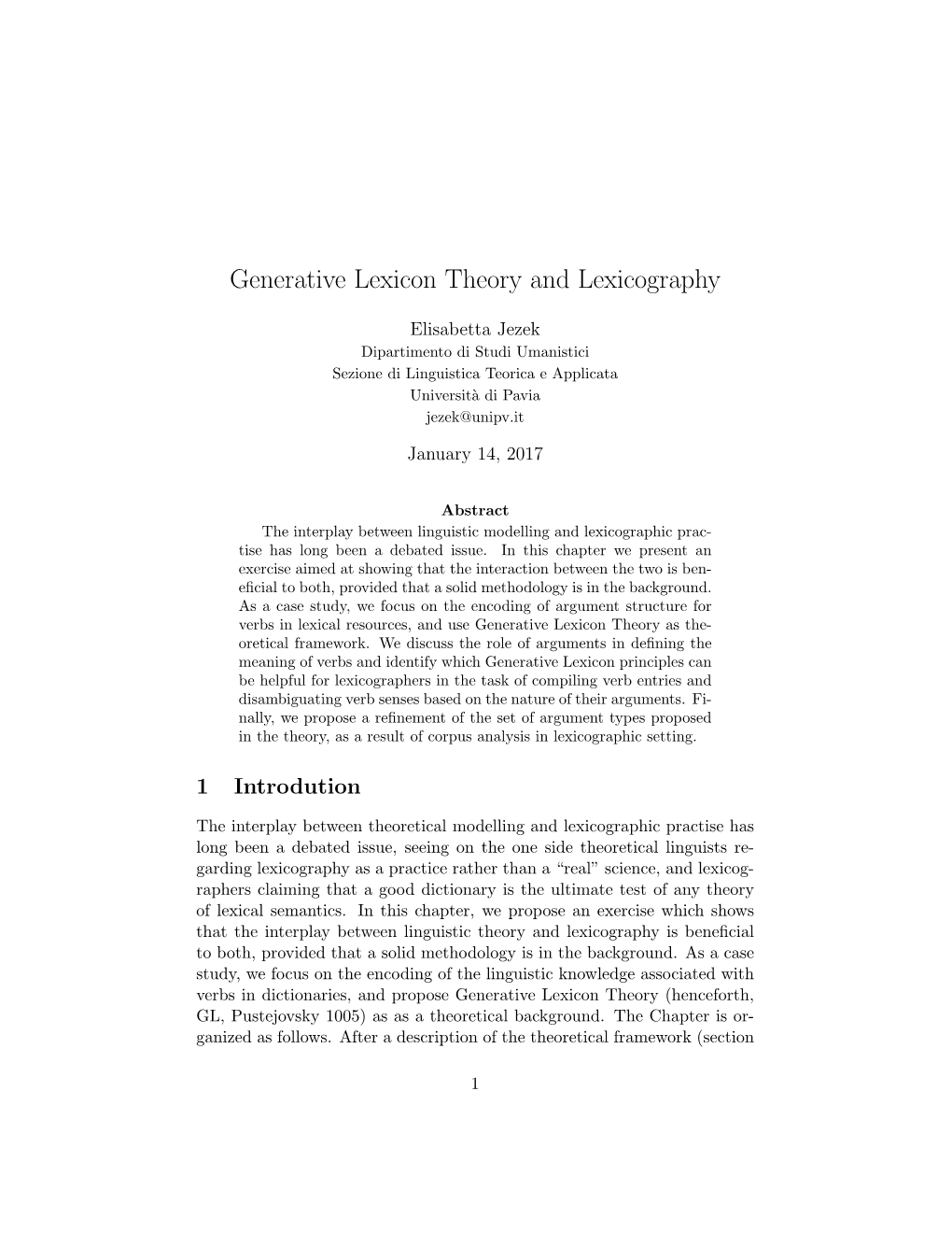 Generative Lexicon Theory and Lexicography