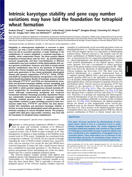 Intrinsic Karyotype Stability and Gene Copy Number Variations May Have Laid the Foundation for Tetraploid Wheat Formation