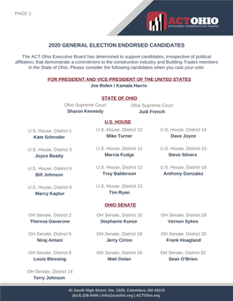 2020 Gen Election Endorsements FINAL