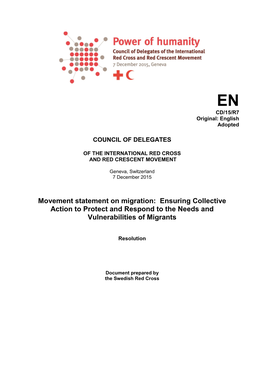 Movement Statement on Migration: Ensuring Collective Action to Protect and Respond to the Needs and Vulnerabilities of Migrants