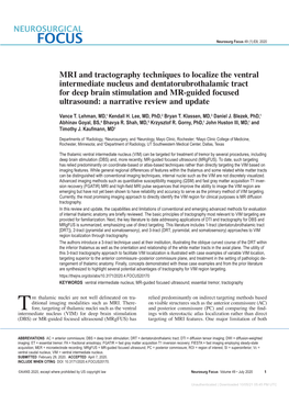 MRI and Tractography Techniques to Localize the Ventral Intermediate Nucleus and Dentatorubrothalamic Tract for Deep Brain Stimu