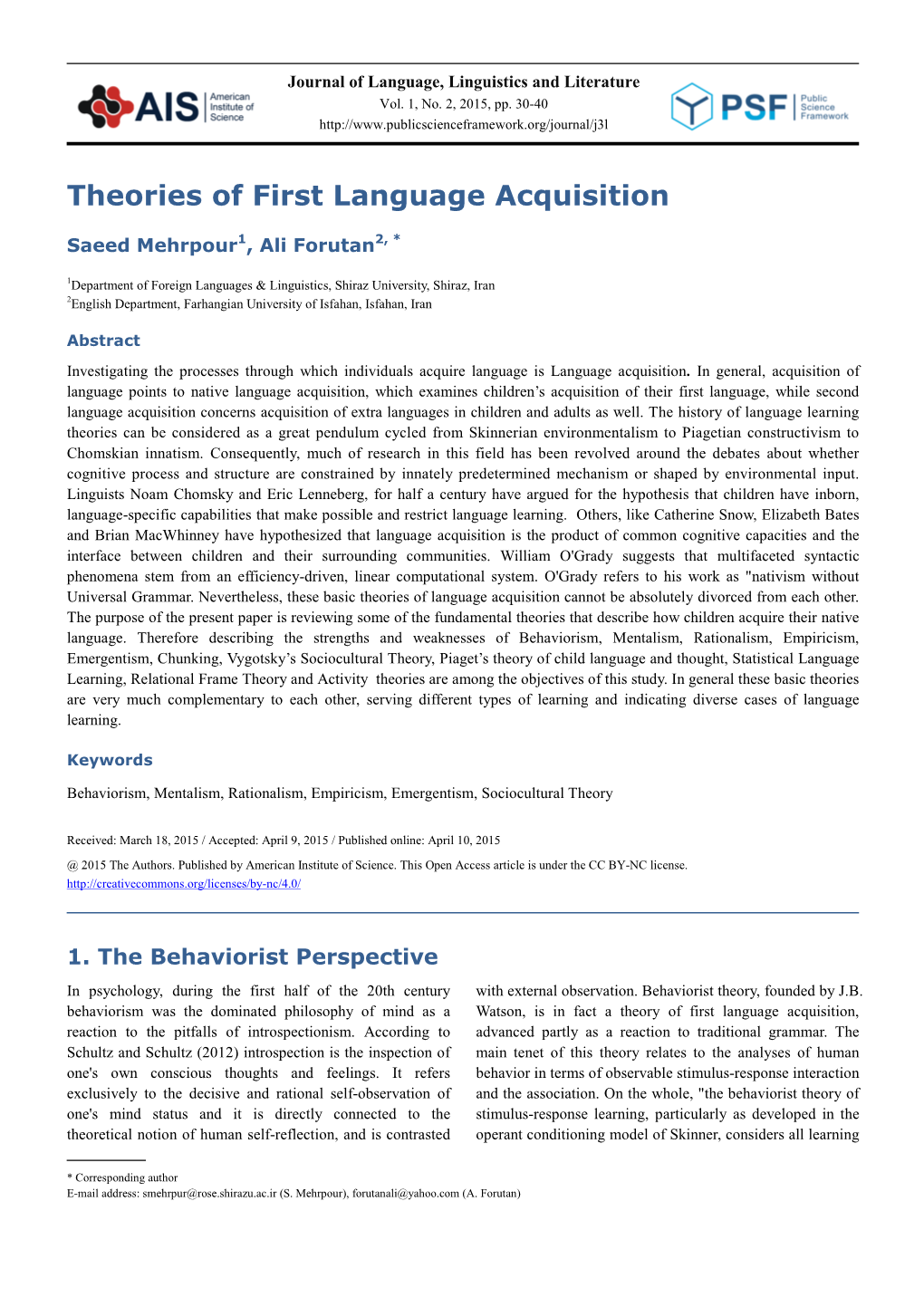 Theories Of First Language Acquisition DocsLib