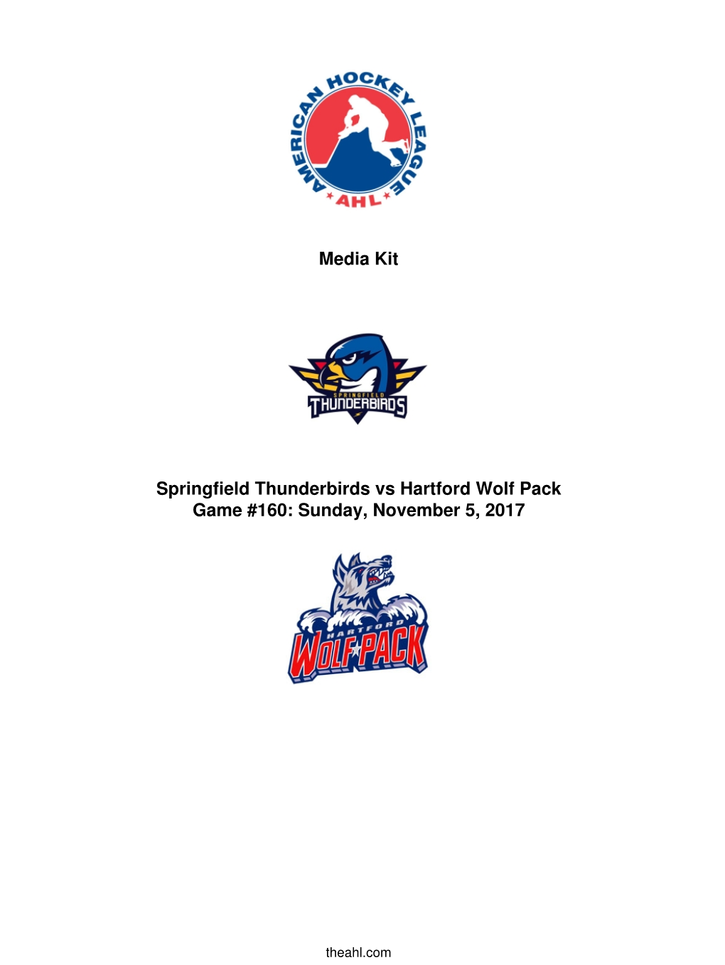 Media Kit Springfield Thunderbirds Vs Hartford Wolf Pack Game #160