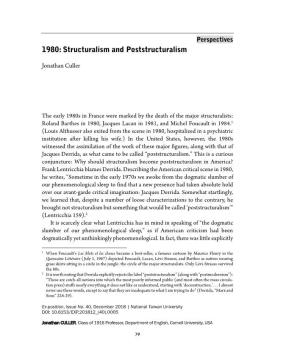1980: Structuralism and Poststructuralism