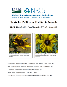 NRCS Plants for Pollinator Habitat in Nevada