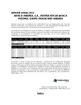 Banco Inbursa, S.A., Institución De Banca Múltiple, Grupo Financiero Inbursa