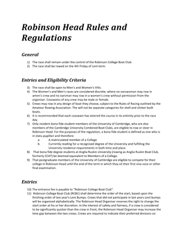 Robinson Head Rules and Regulations