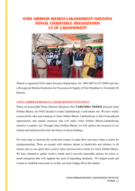 Atma Nirbhar Bharat-Lakshadweep Initiative Thanal Charitable Organization Ut of Lakshadweep