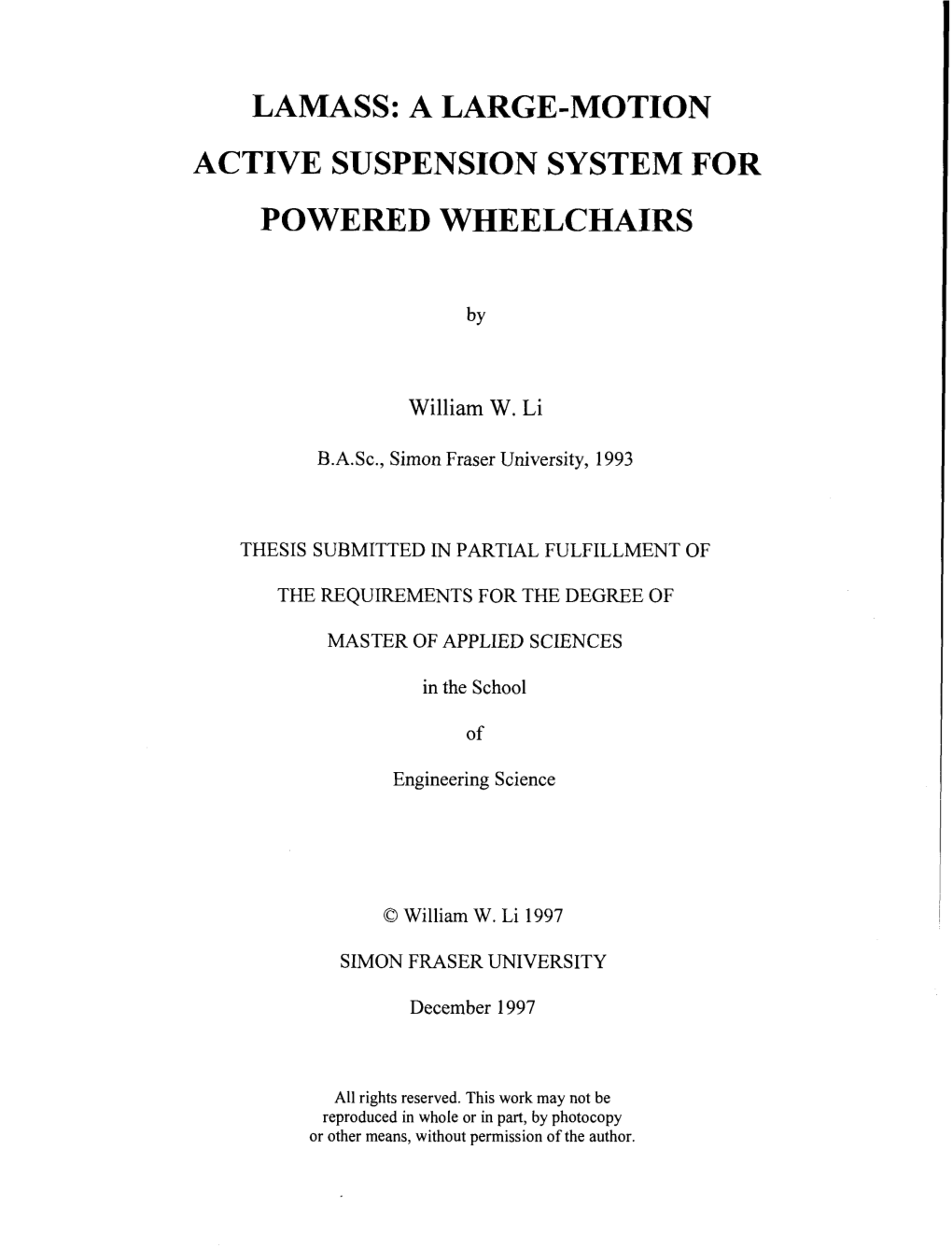 Lamass, a Large-Motion Active Suspension System for Powered Wheelchairs