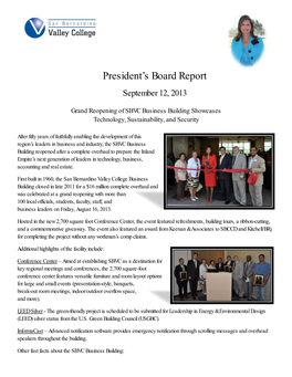 President's Board Report