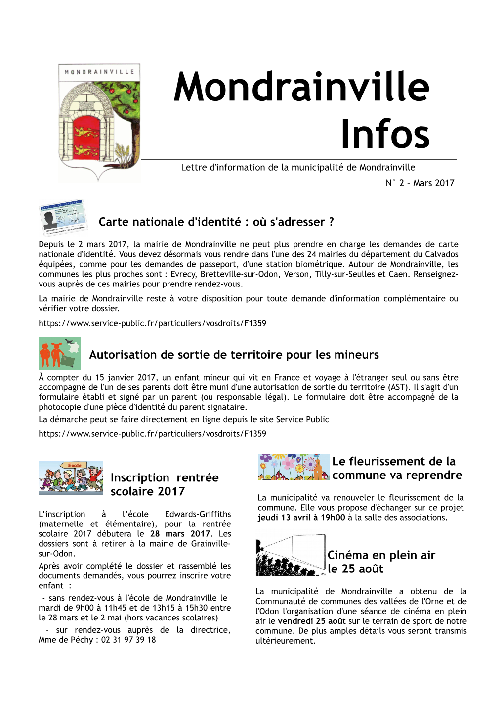 Mondrainville Infos Lettre D'information De La Municipalité De Mondrainville N° 2 – Mars 2017