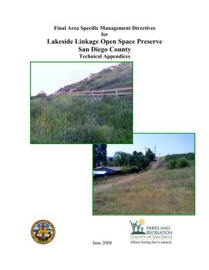 Lakeside Linkage Open Space Preserve San Diego County Technical Appendices