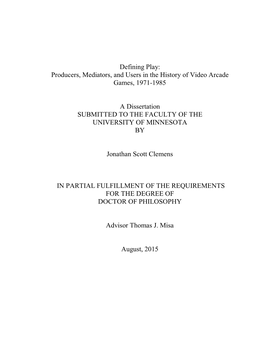 Producers, Mediators, and Users in the History of Video Arcade Games, 1971-1985