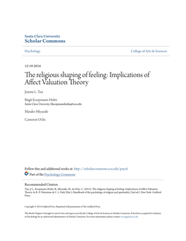 The Religious Shaping of Feeling: Implications of Affect Valuation Theory