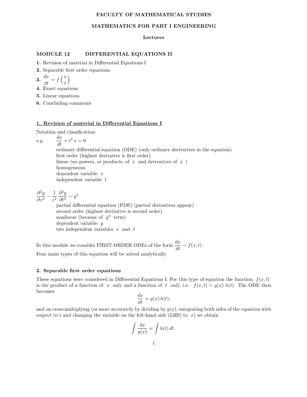 Differential Equations Ii 1