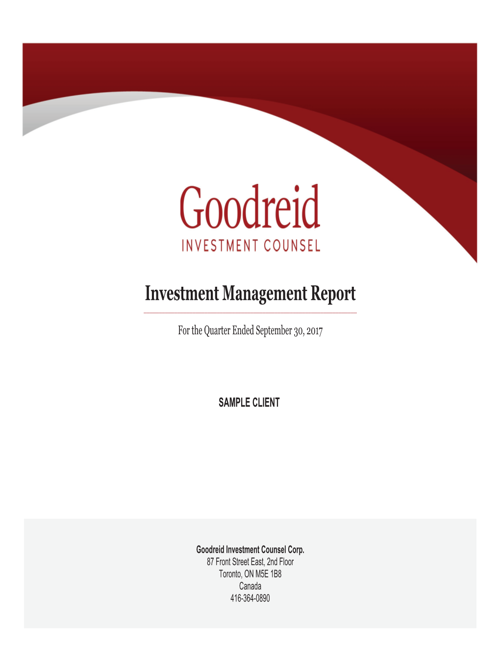 Investment Management Report ______For the Quarter Ended September 30, 2017