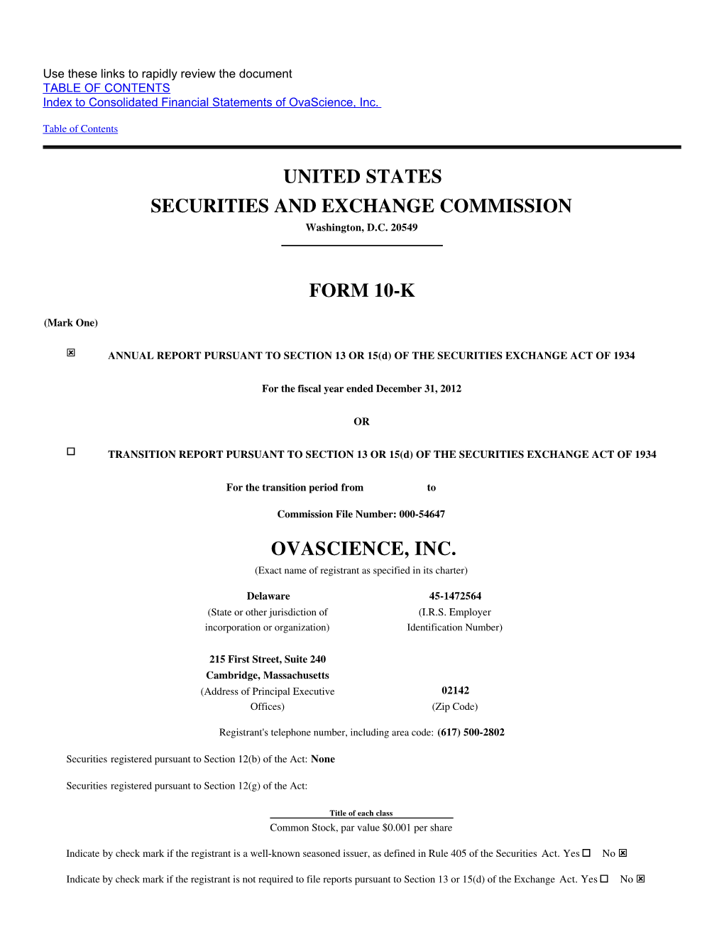 United States Securities and Exchange Commission Form