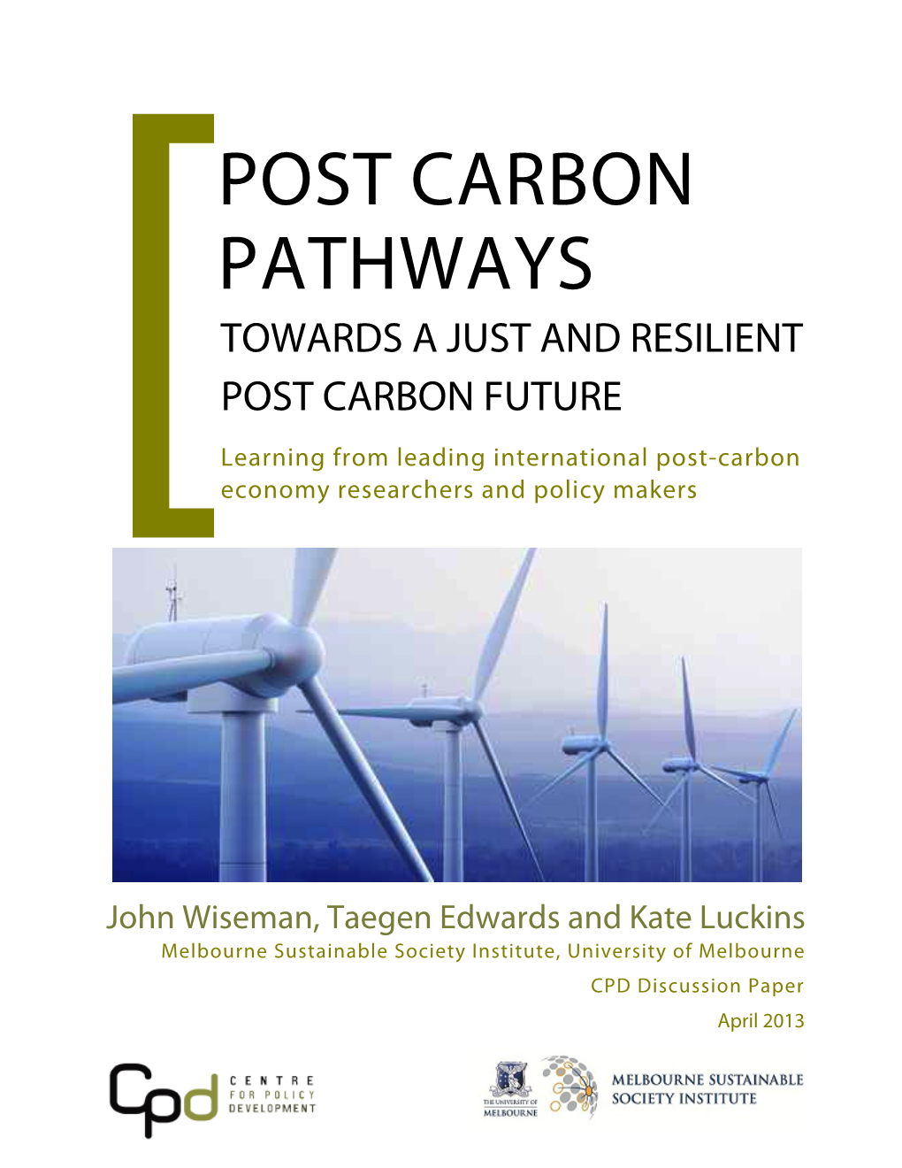 Post Carbon Pathways Report 2013 Cover-Final
