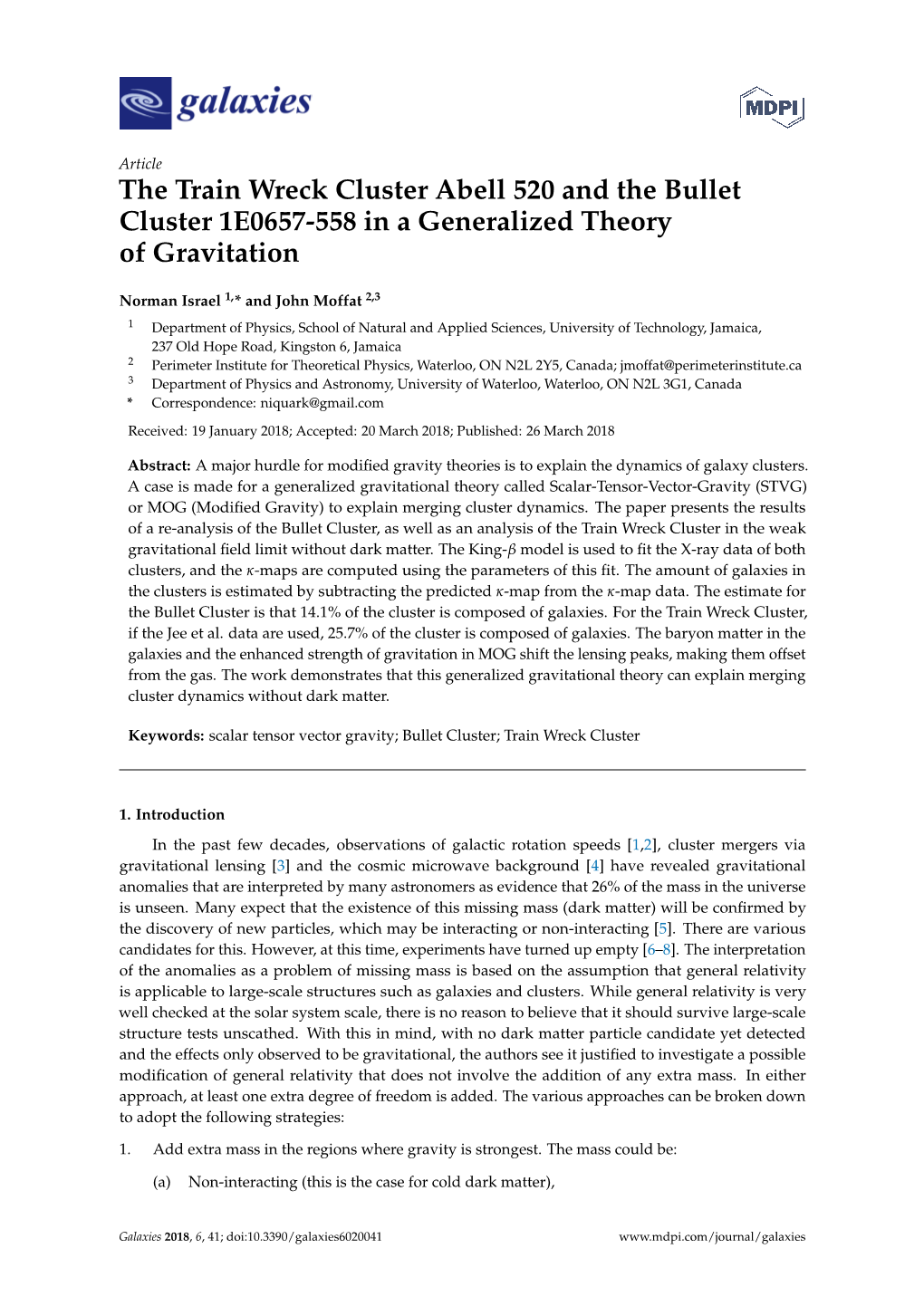 The Train Wreck Cluster Abell 520 and the Bullet Cluster 1E0657-558 in a Generalized Theory of Gravitation