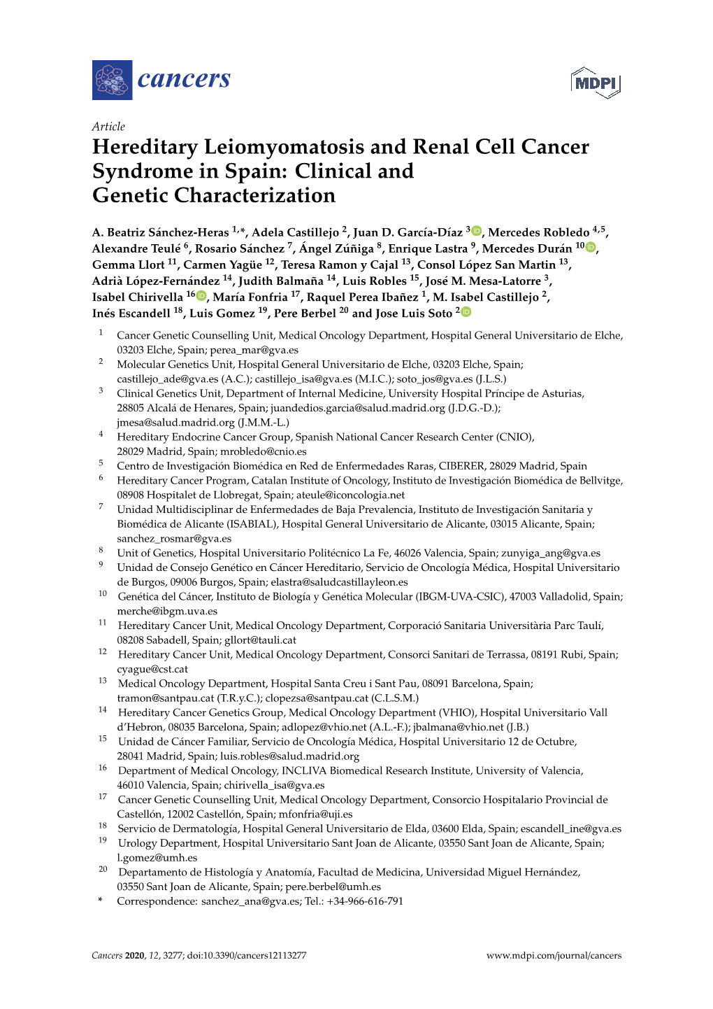 Hereditary Leiomyomatosis and Renal Cell Cancer Syndrome in Spain: Clinical and Genetic Characterization