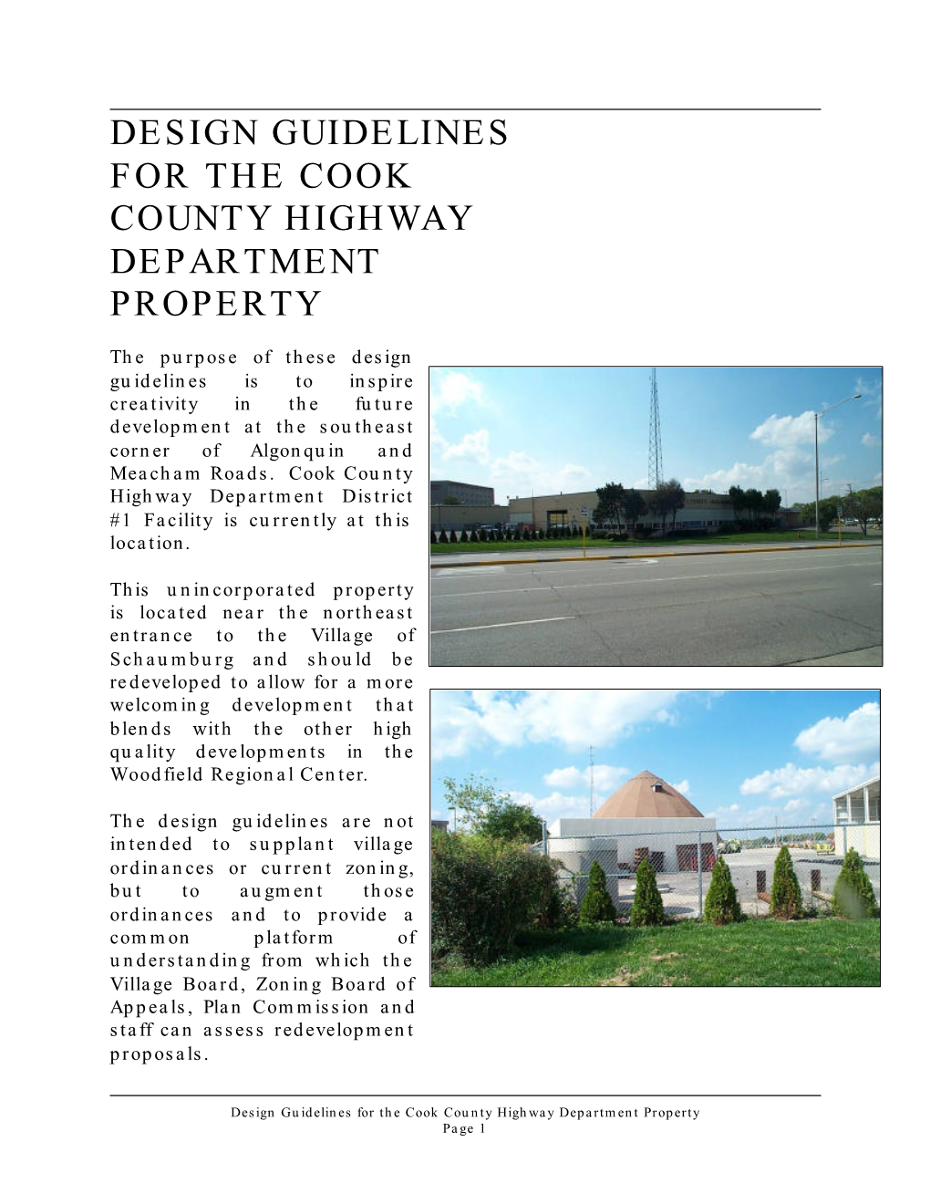 Design Guidelines for the Cook County Highway Department Property