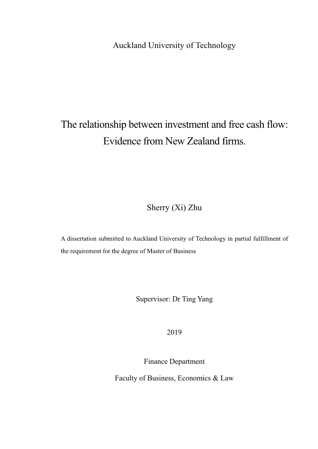 The Relationship Between Investment and Free Cash Flow: Evidence from New Zealand Firms