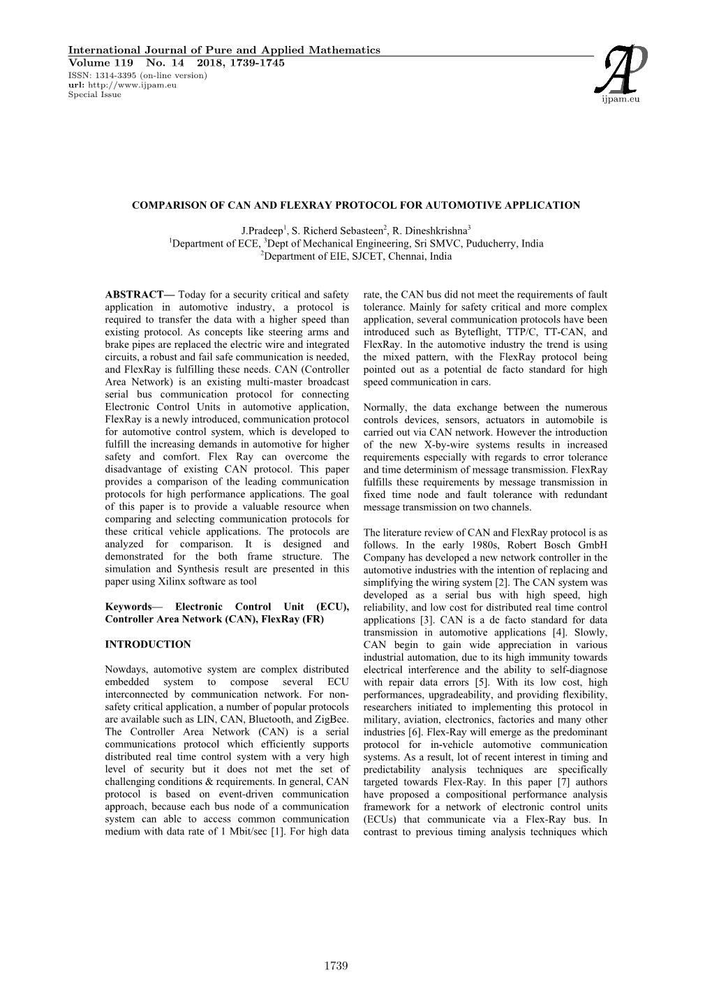 Comparison of Can and Flexray Protocol for Automotive Application