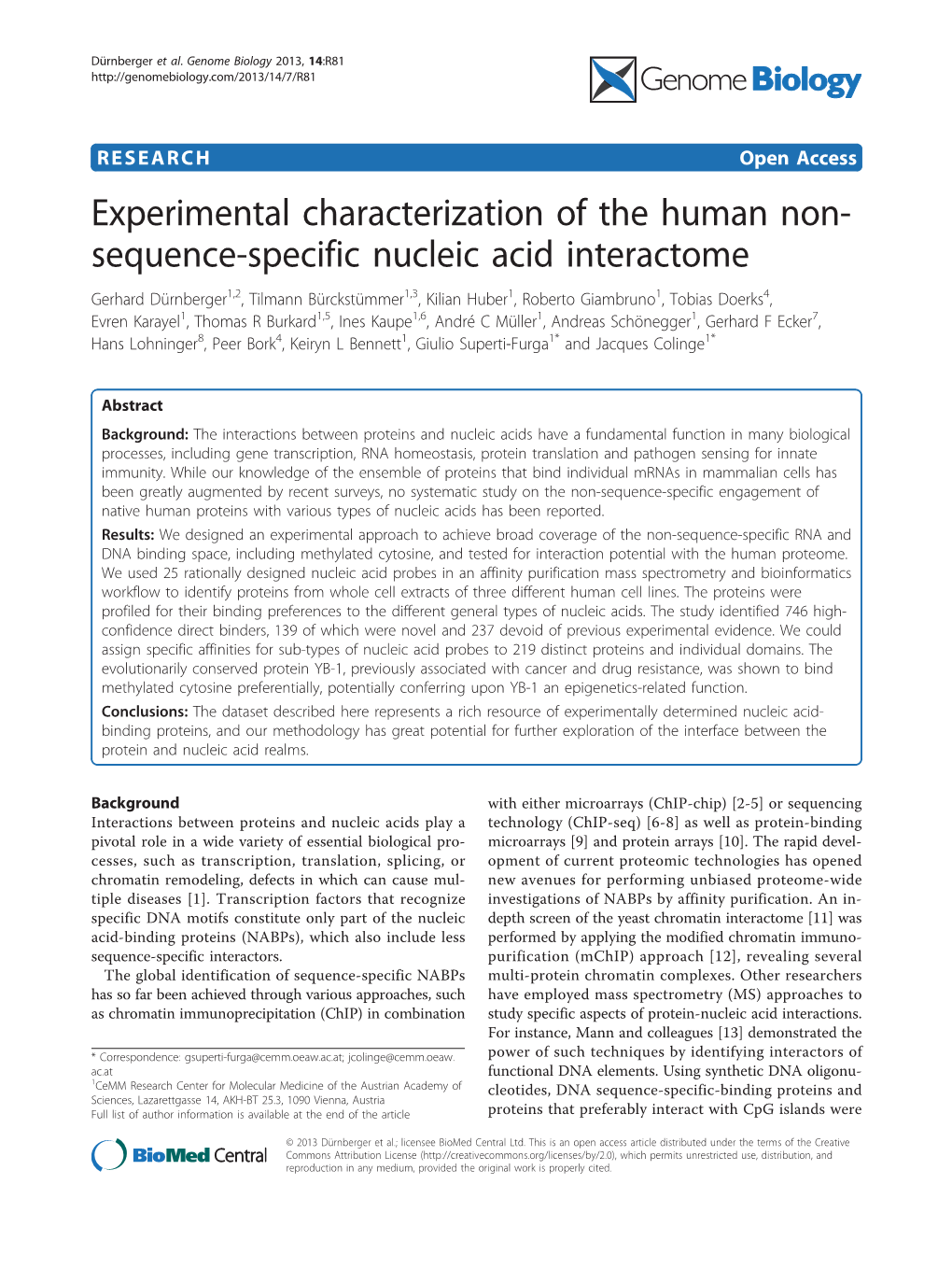 Sequence-Specific Nucleic Acid Interactome