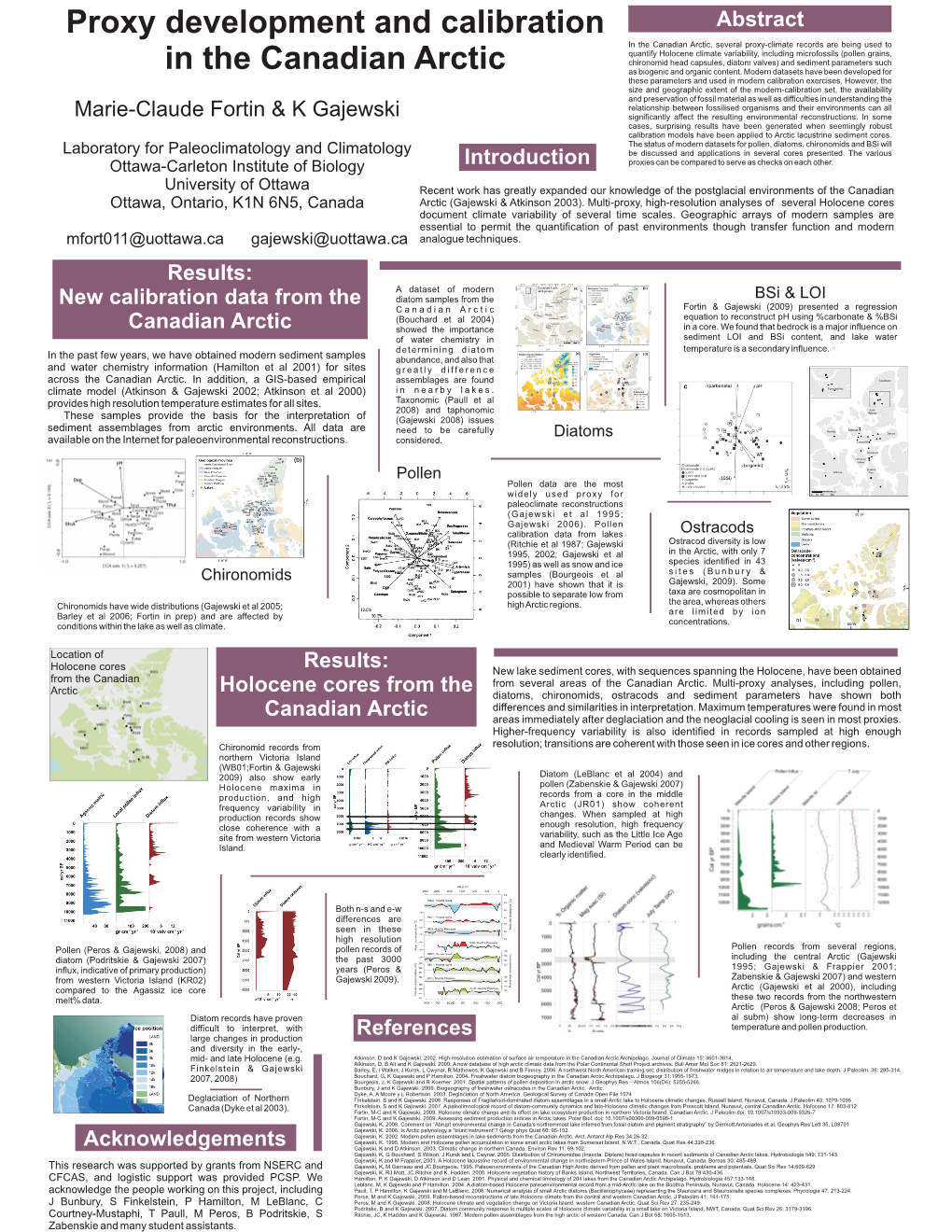 Proxy Development and Calibration in the Canadian Arctic