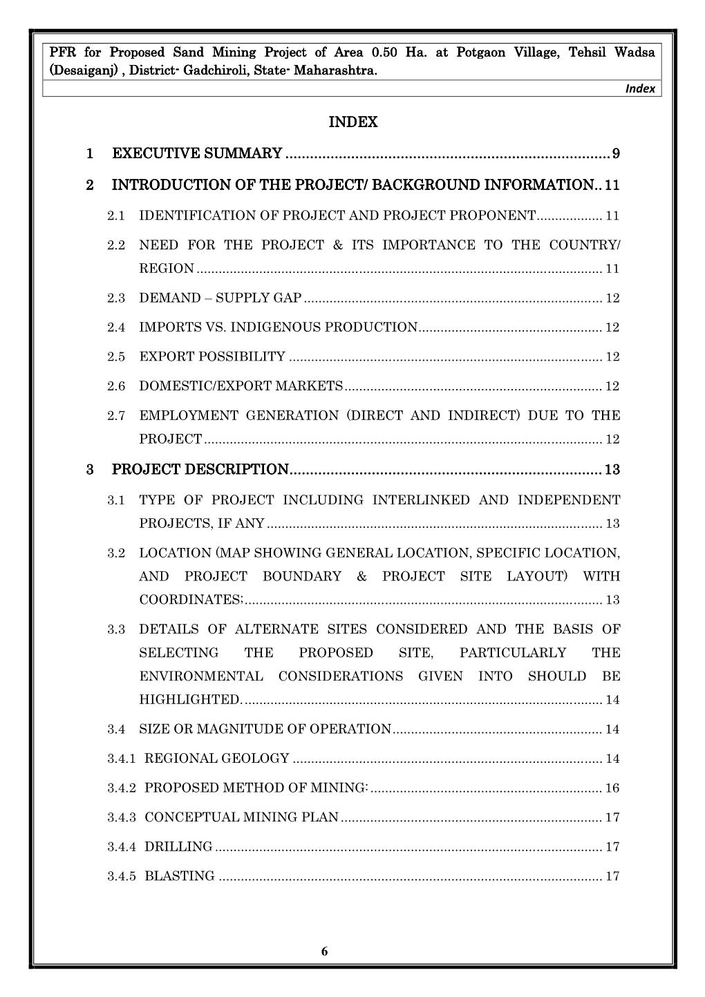 Index 1 Executive Summary