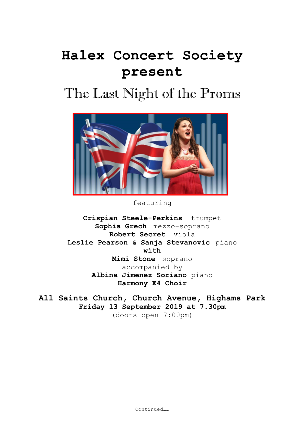 Halex Concert Society Present the Last Night of the Proms