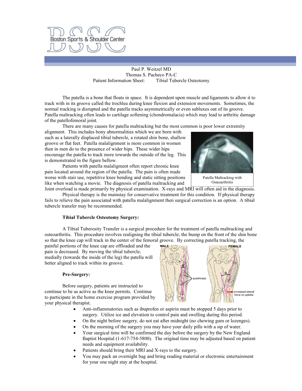 Post-Operative Guide for ACL Reconstruction with Allograft