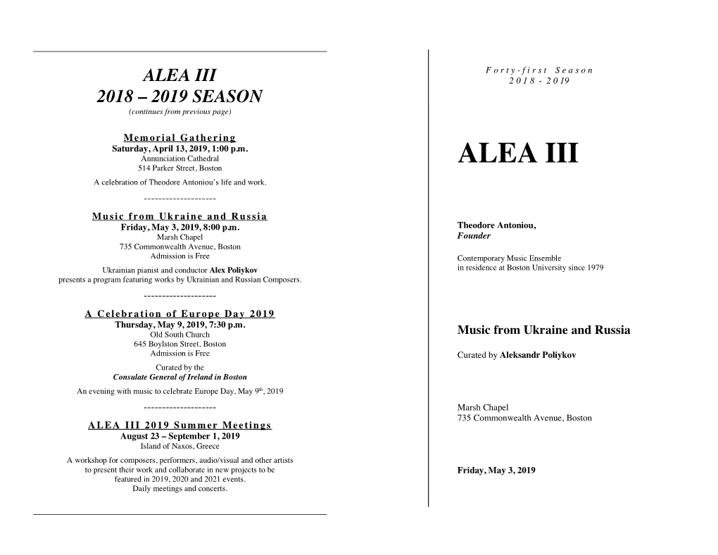 01-ALEA Program May 3, 2019