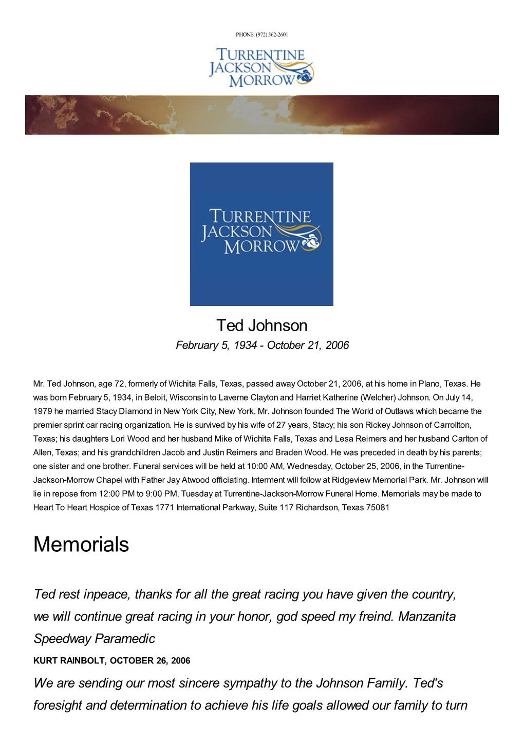 Ted Johnson February 5, 1934 - October 21, 2006