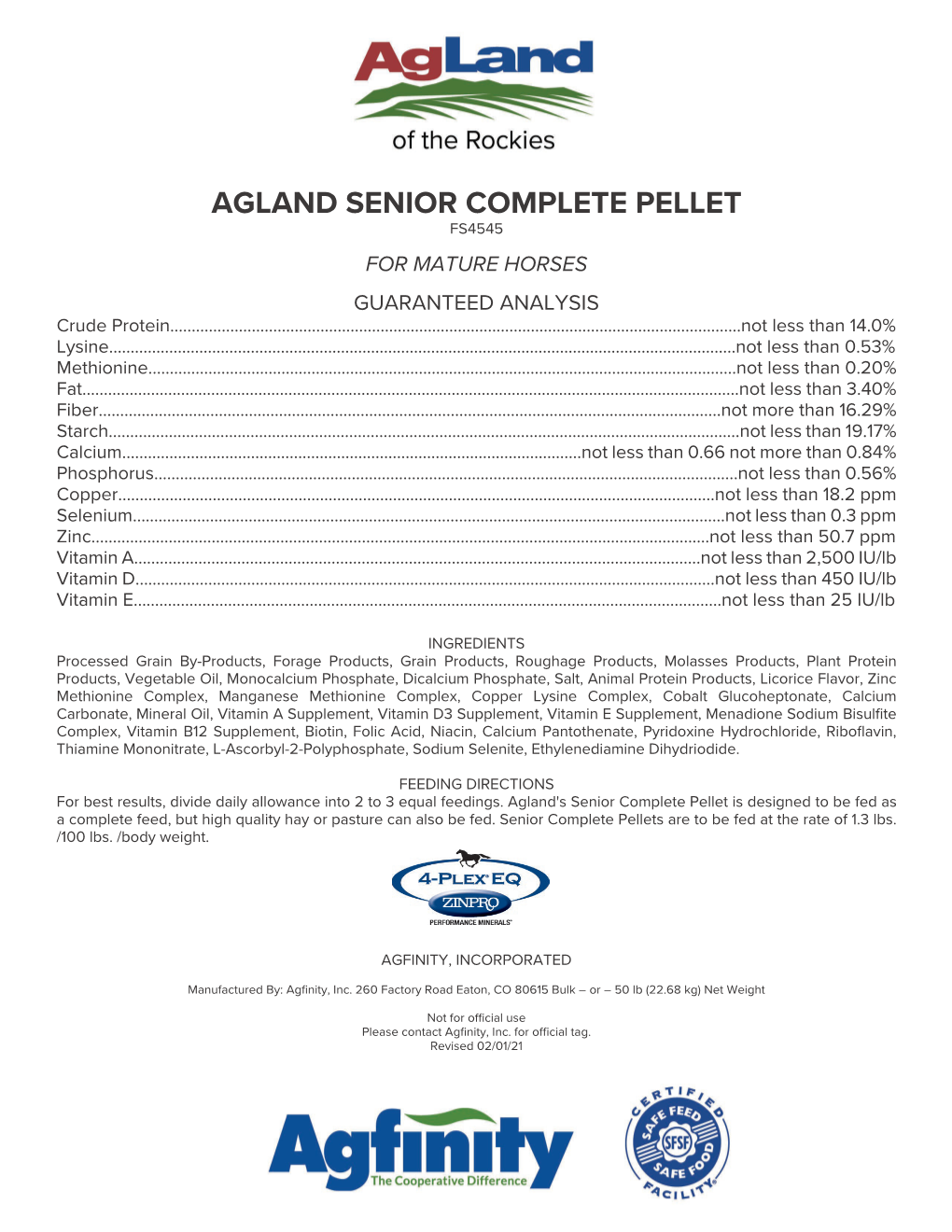 Agland Senior Complete Pellet Fs4545