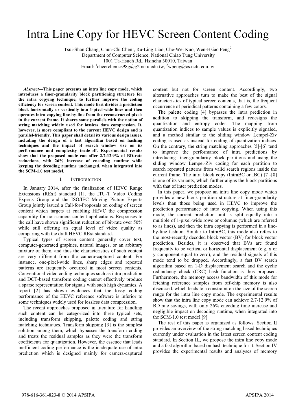 Intra Line Copy for HEVC Screen Content Coding