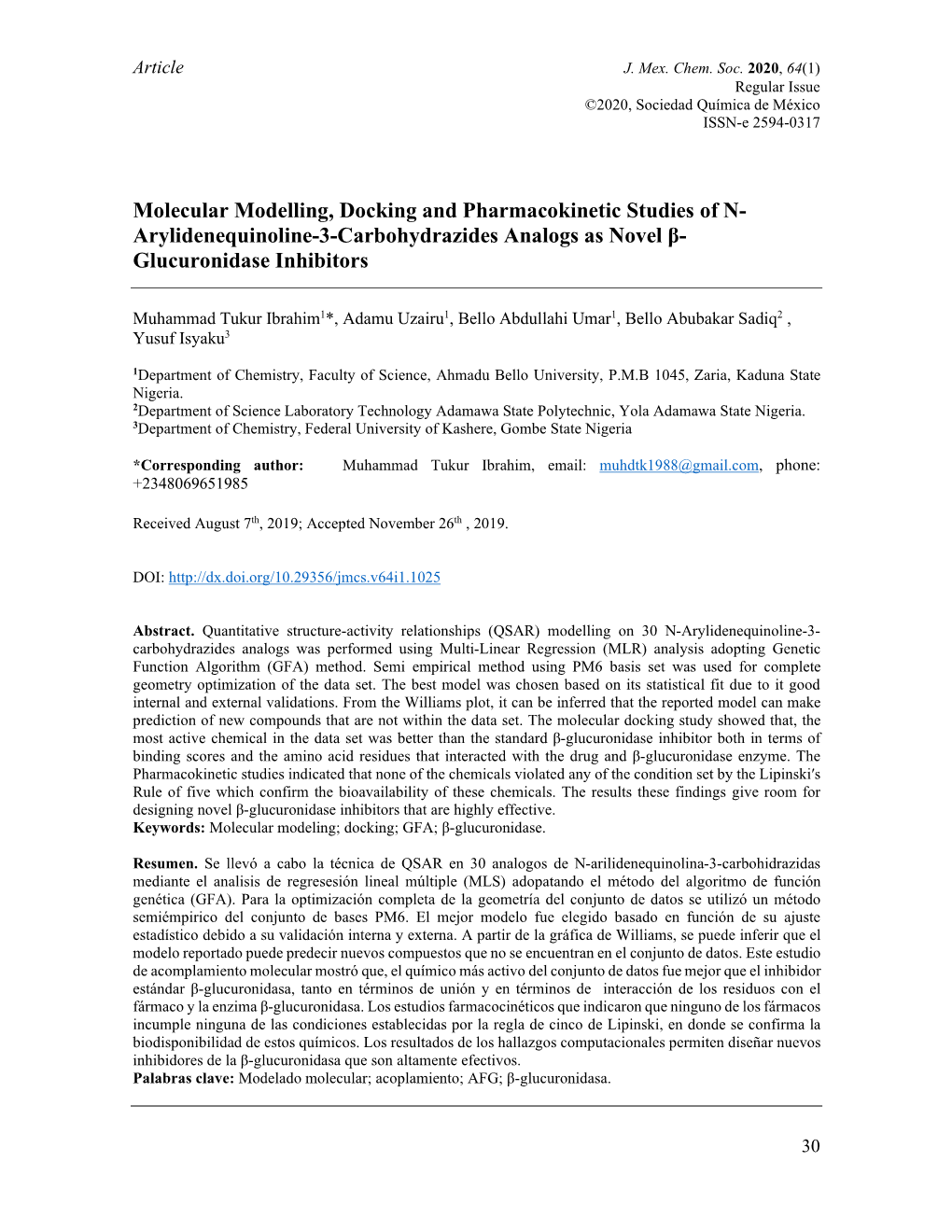 Molecular Modelling, Docking and Pharmacokinetic Studies of N- Arylidenequinoline-3-Carbohydrazides Analogs As Novel Β- Glucuronidase Inhibitors