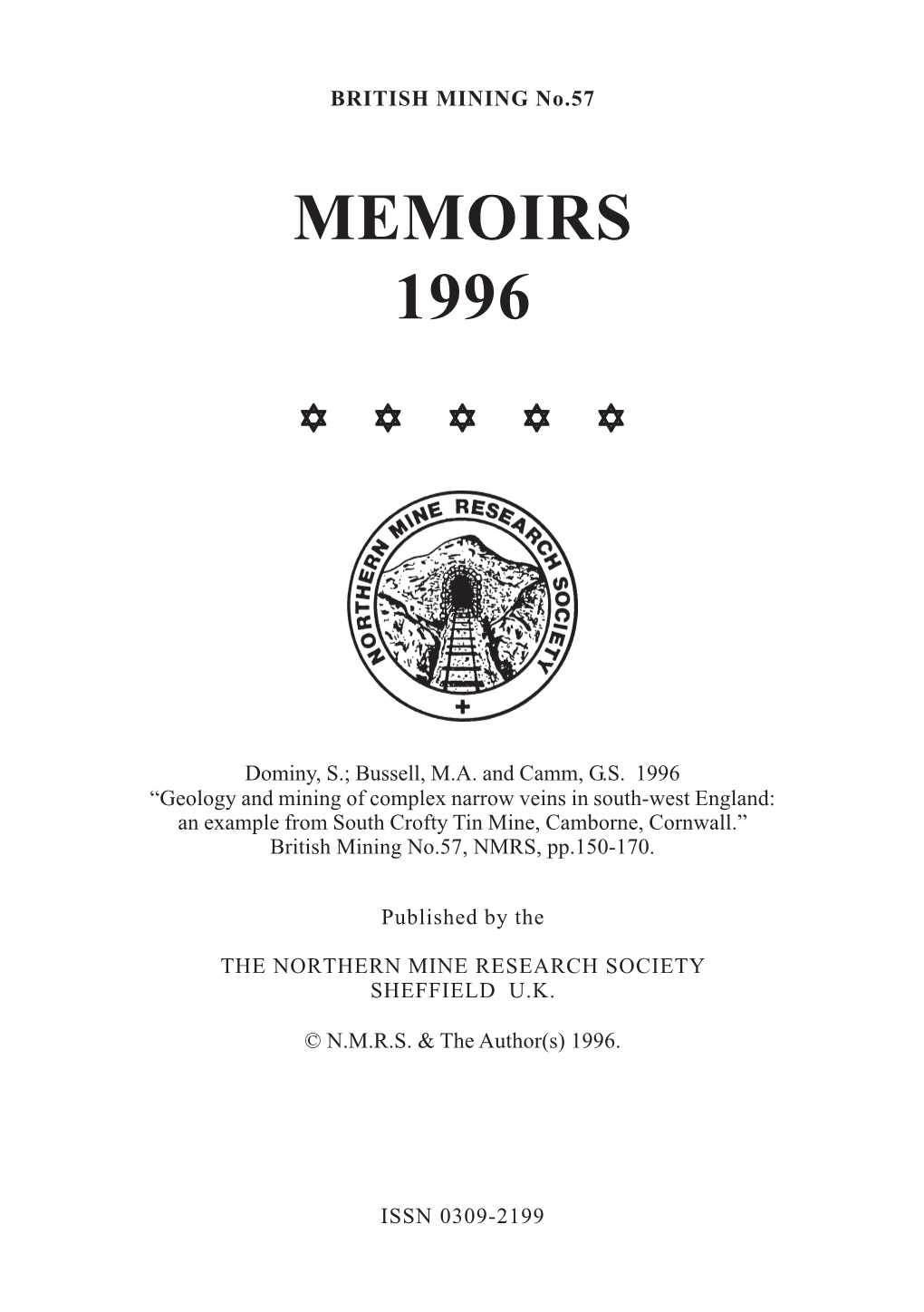 British Mining No 57 Memoirs 1996 Pp150-170