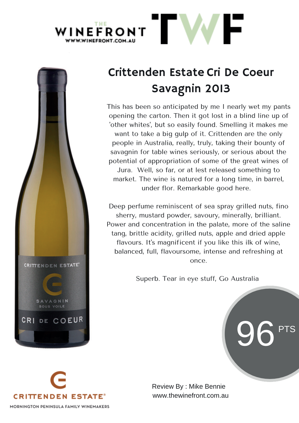 Crittenden Estate Cri De Coeur Savagnin 2013