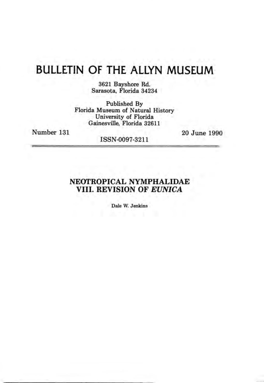 BULLETIN of the ALLYN MUSEUM 3621 Bayshore Rd