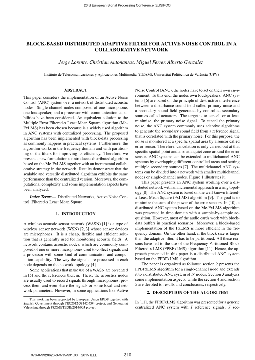 Block-Based Distributed Adaptive Filter for Active Noise Control in a Collaborative Network