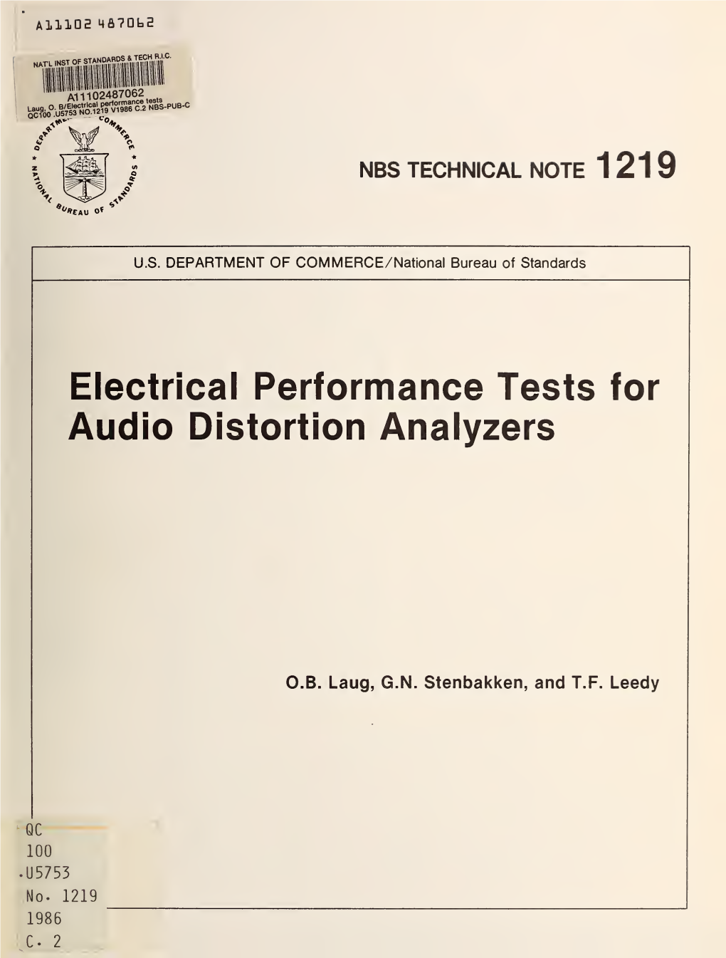 Electrical Performance Tests for Audio Distortion Analyzers