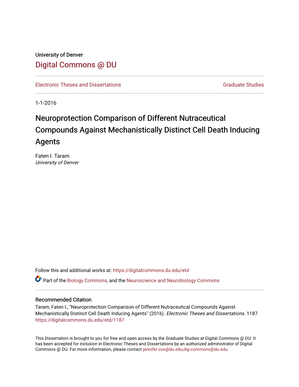 Neuroprotection Comparison of Different Nutraceutical Compounds Against Mechanistically Distinct Cell Death Inducing Agents