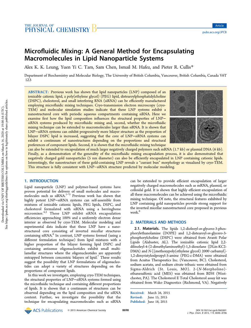 Microfluidic Mixing: a General Method for Encapsulating Macromolecules