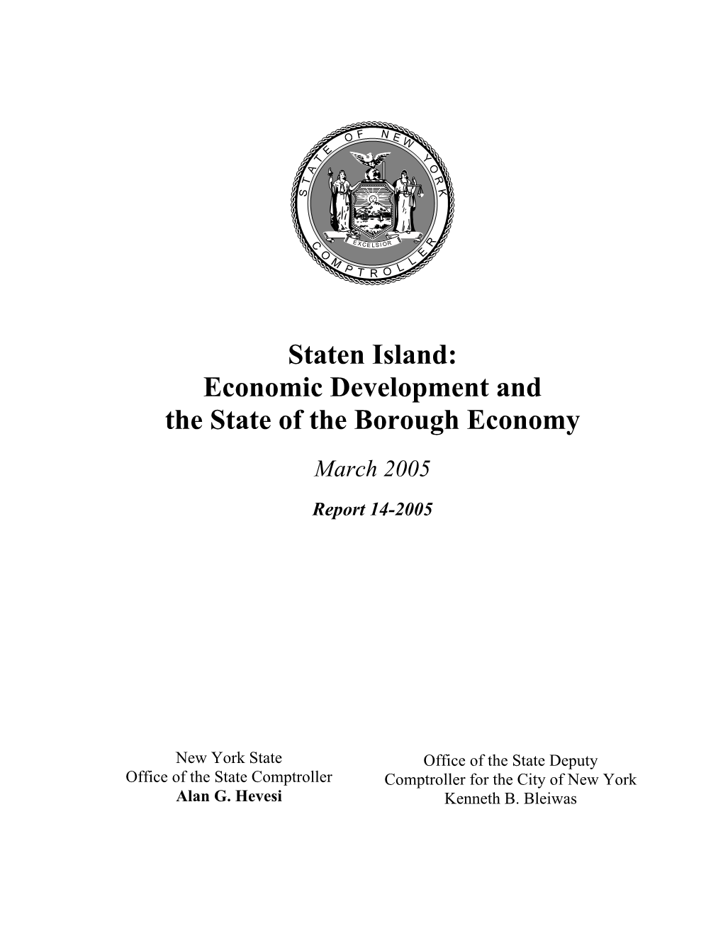 Staten Island: Economic Development and the State of the Borough Economy