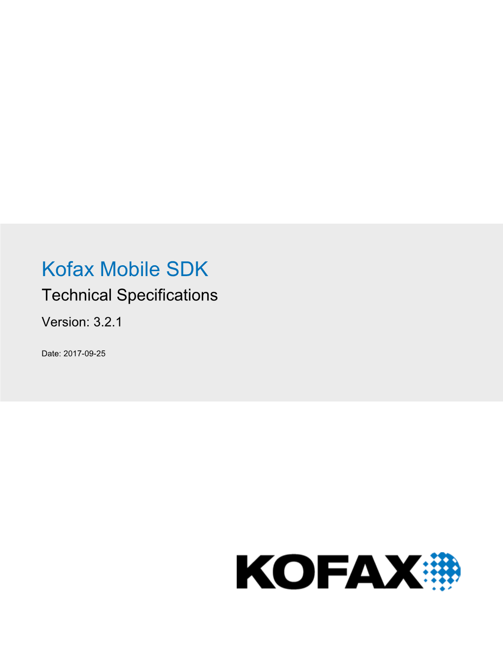 Kofax Mobile SDK 3.2.1 Technical Specifications