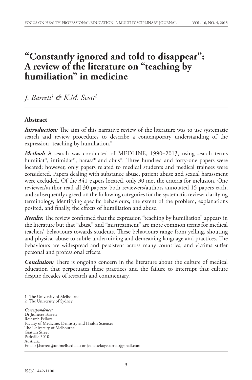 “Teaching by Humiliation” in Medicine