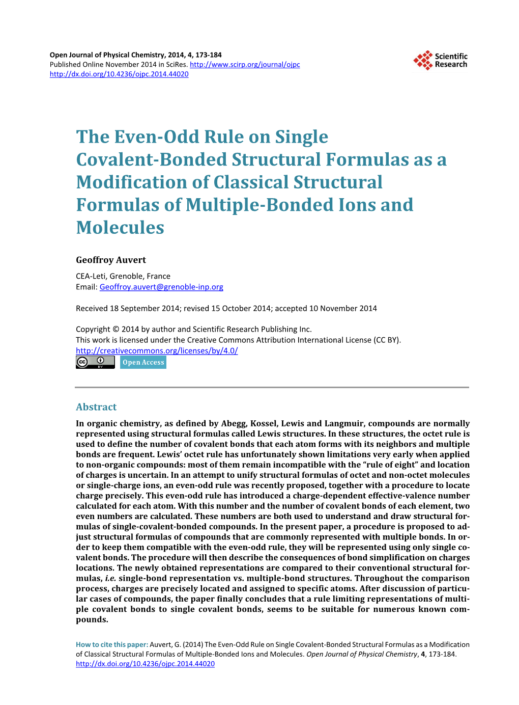 The Even-Odd Rule on Single Covalent-Bonded Structural Formulas As a Modification of Classical Structural Formulas of Multiple-Bonded Ions and Molecules